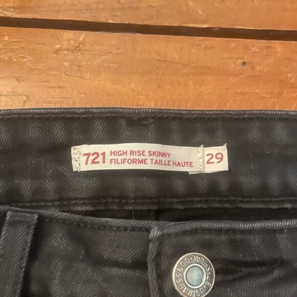 Levi’s 721 Black High Waisted Skinny Jeans 29 x 32 - Picture 4 of 7